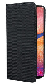Кожен калъф тефтер и стойка Magnetic FLEXI Book Style за Samsung Galaxy A20e A202F черен 